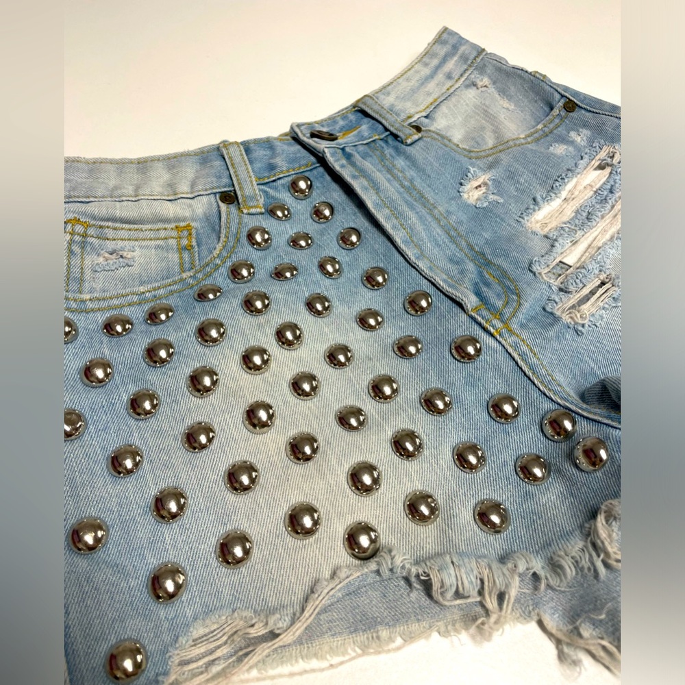 UNIF studded denim shorts